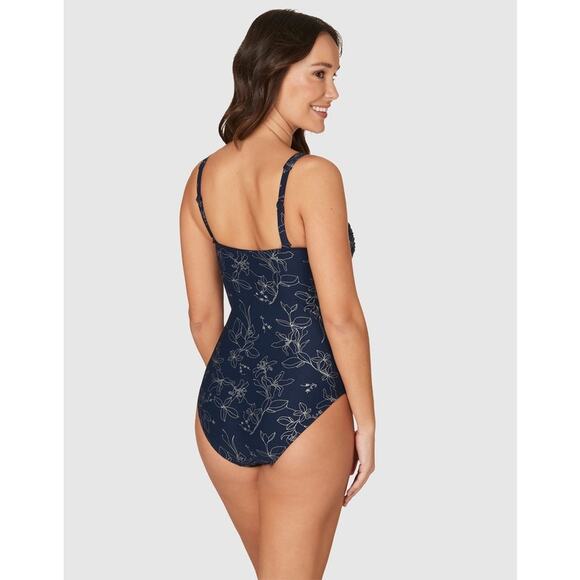Niptuck Garden Line Foil Joanne Twist Front Slimming Swimsuit 6 One Piece - Picture 3 of 15